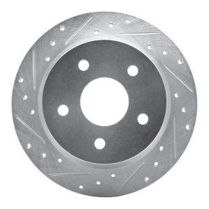 Jeep Grand Cherokee Brake Rotor (1) - Rear Left - R1 Concepts - Drilled & Slotted - Silver - `99-`04